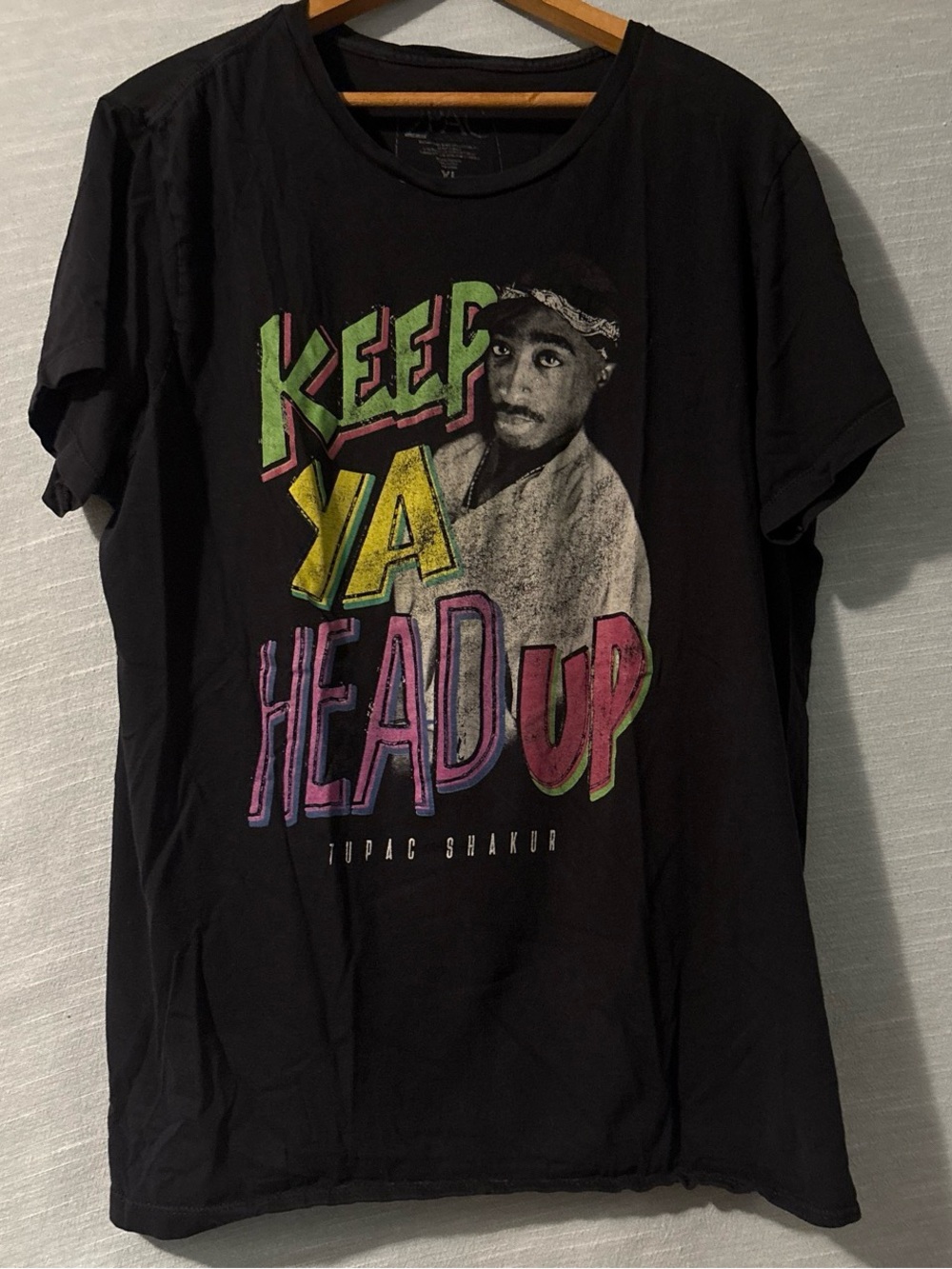 Tupac Shakur Graphic T Shirt “Keep Ya Head Up” Logo Black Men’s Sz XL